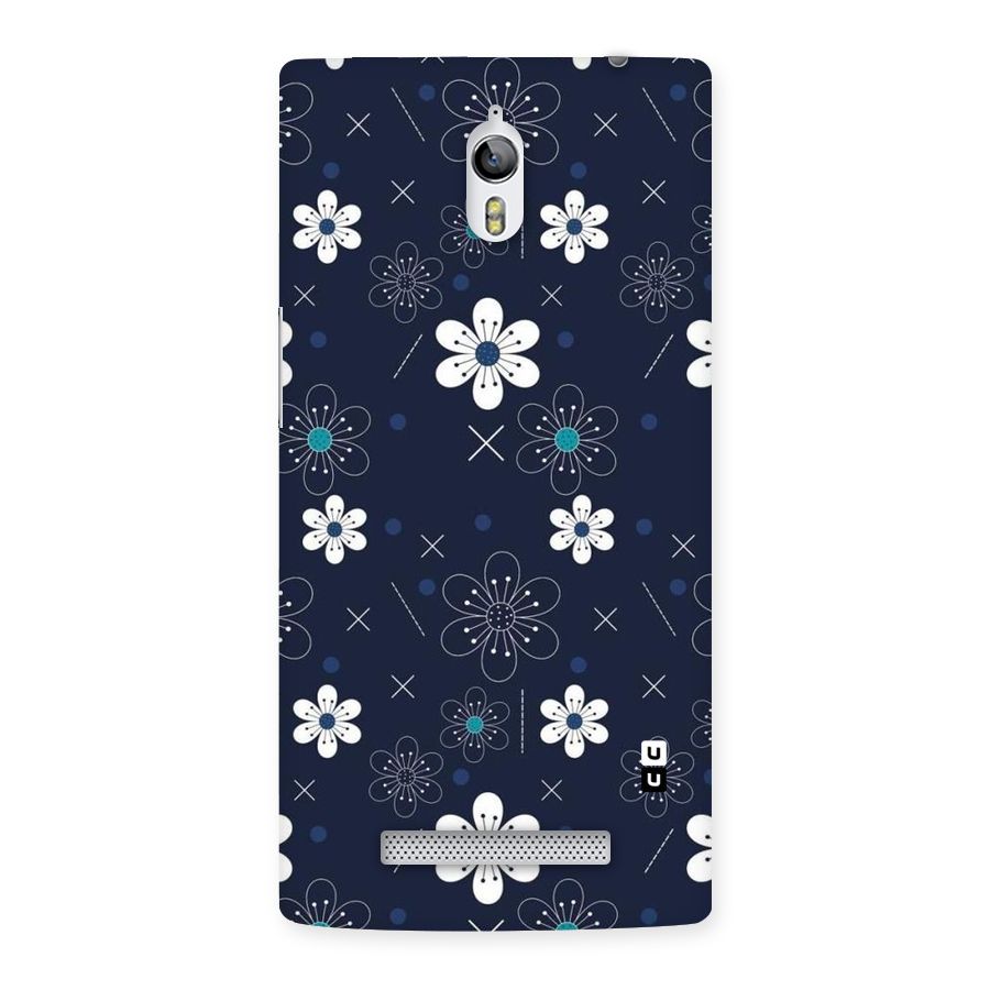 White Floral Shapes Back Case for Oppo Find 7