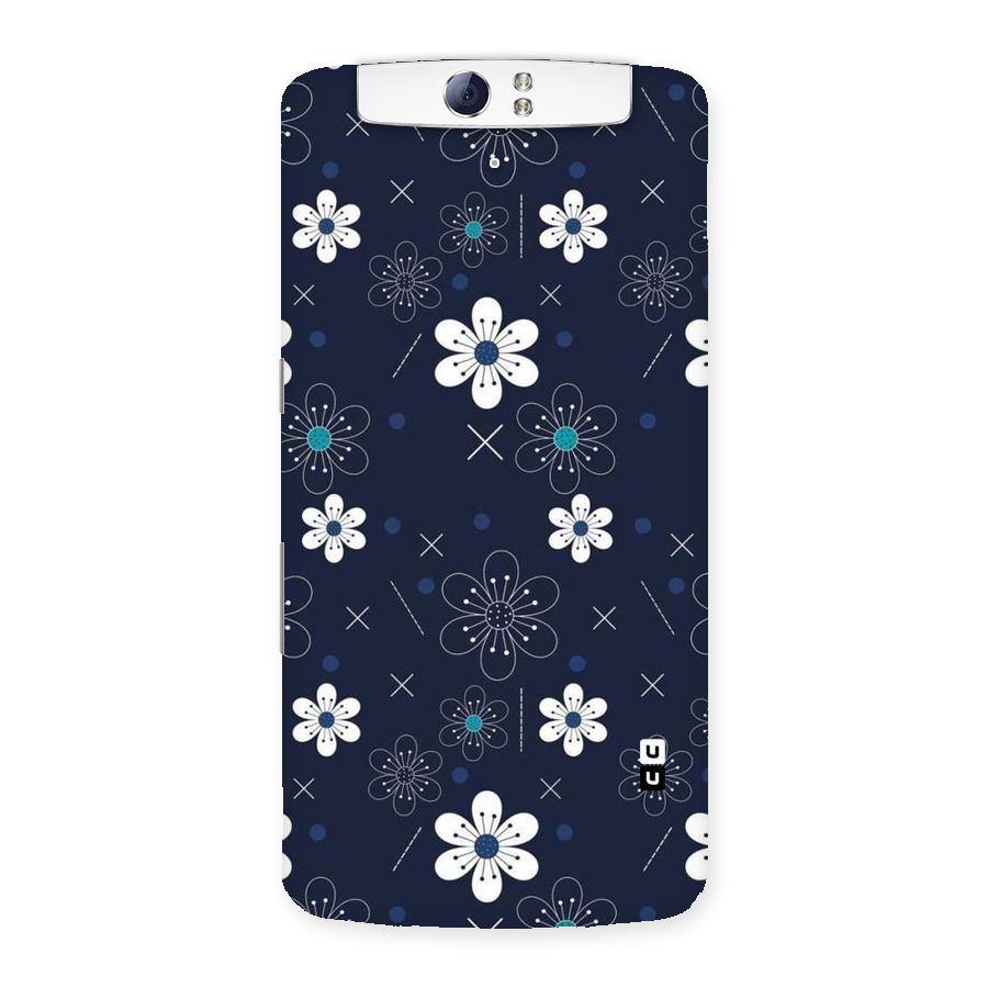 White Floral Shapes Back Case for Oppo N1