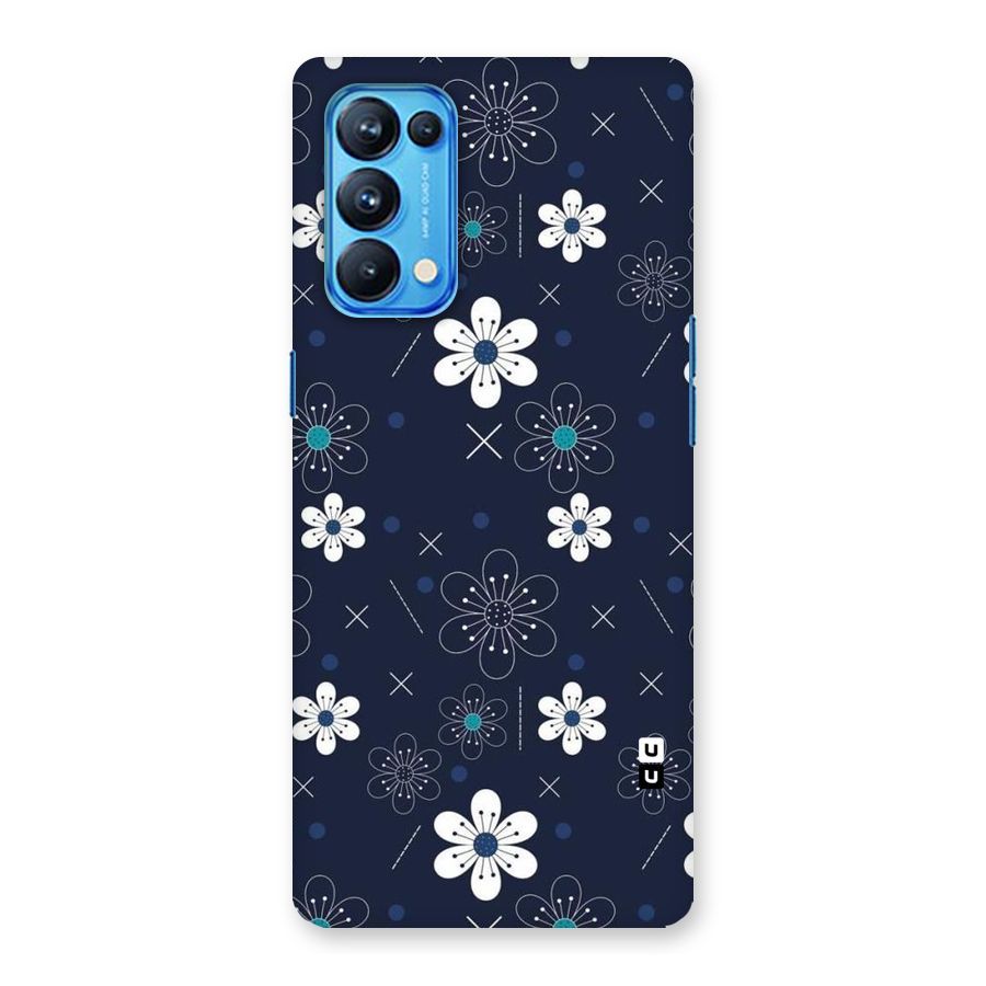 White Floral Shapes Back Case for Oppo Reno5 Pro 5G