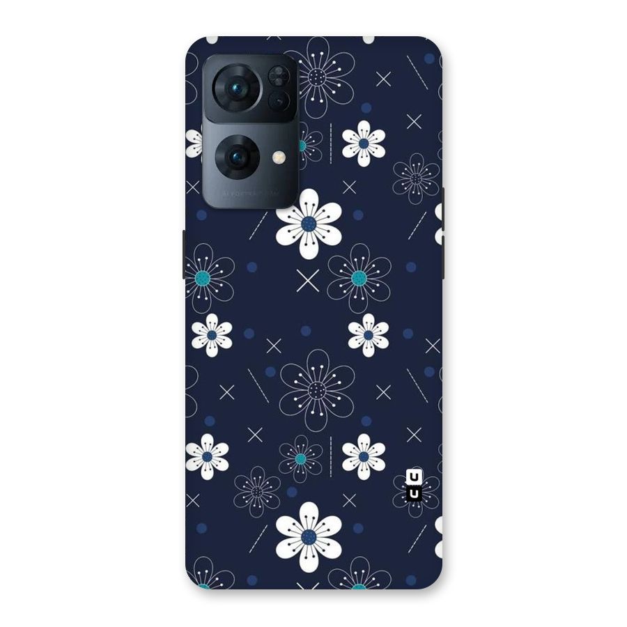 White Floral Shapes Back Case for Oppo Reno7 Pro 5G