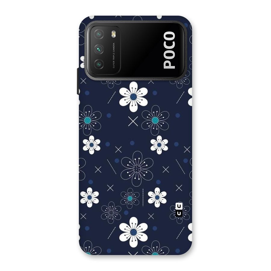 White Floral Shapes Back Case for Poco M3