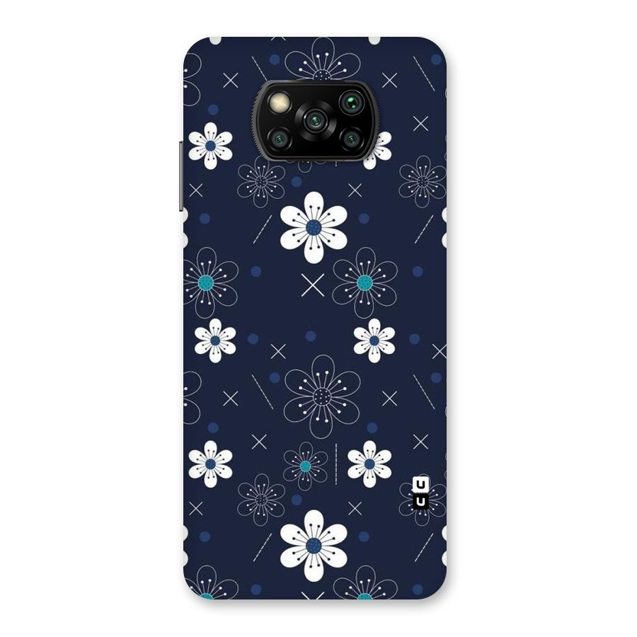 White Floral Shapes Back Case for Poco X3