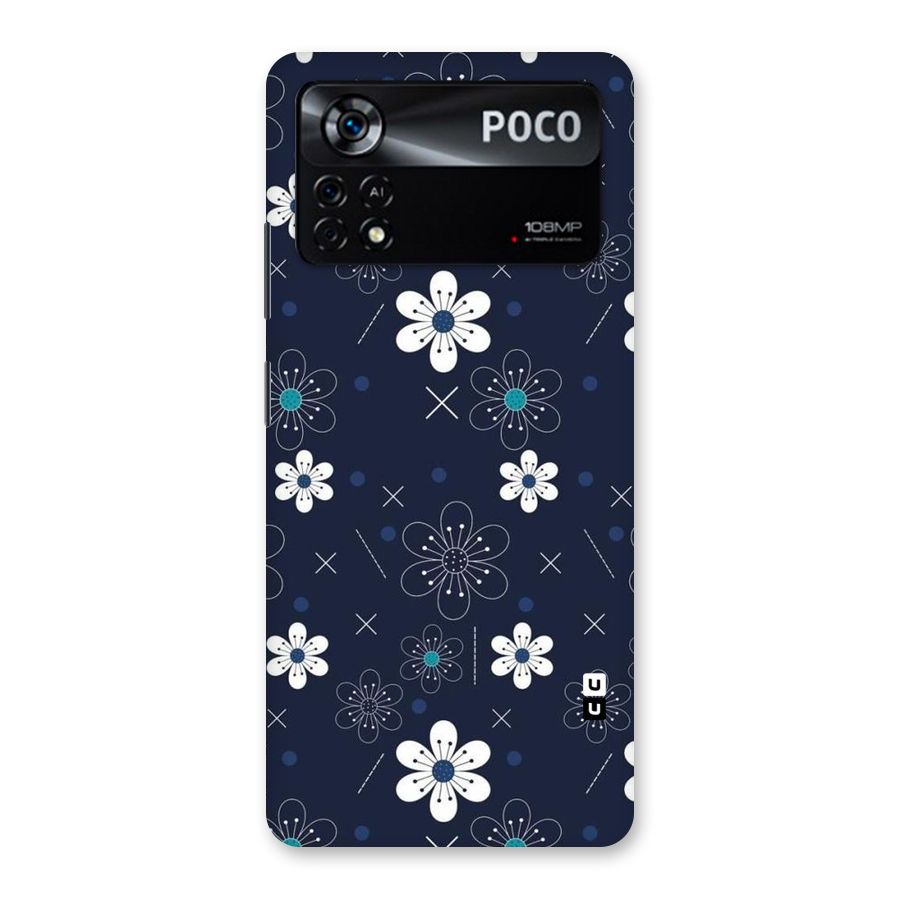 White Floral Shapes Back Case for Poco X4 Pro 5G
