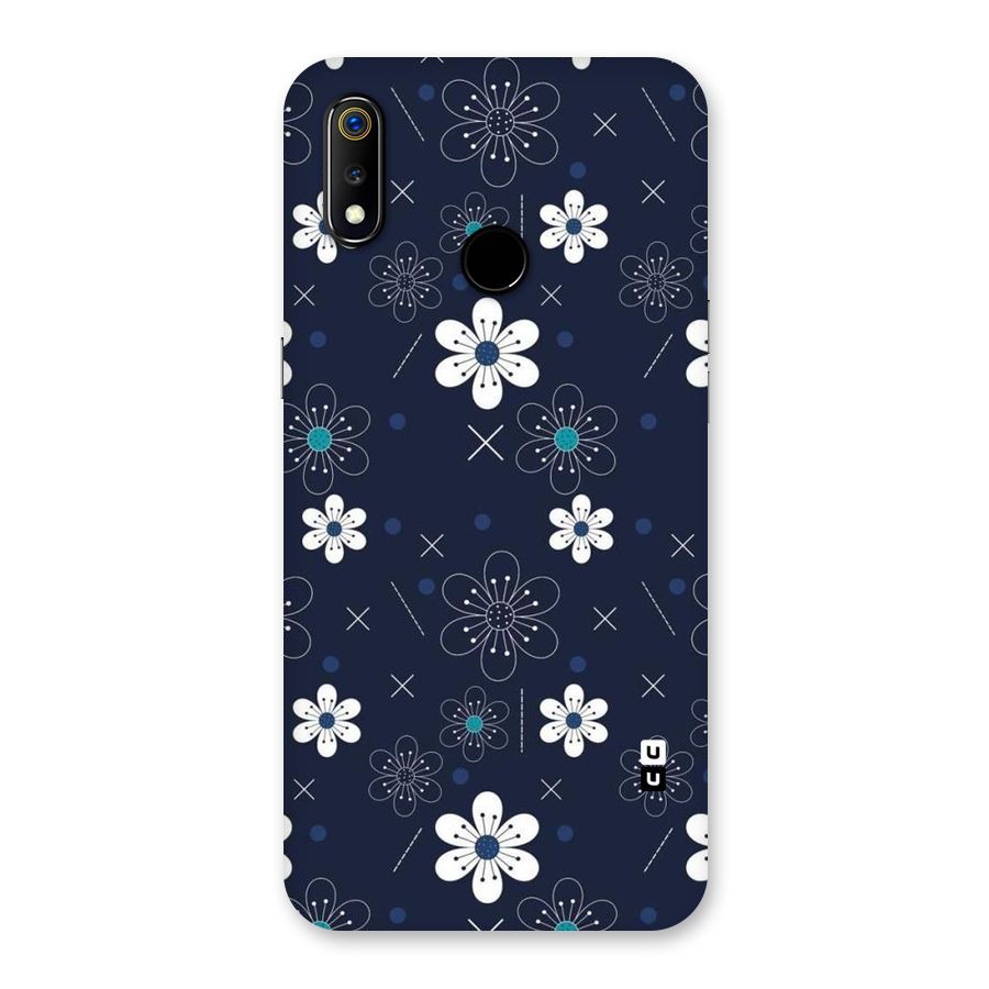White Floral Shapes Back Case for Realme 3