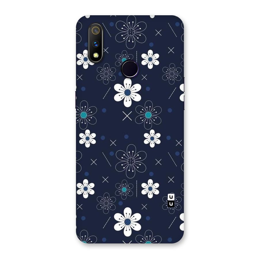 White Floral Shapes Back Case for Realme 3 Pro