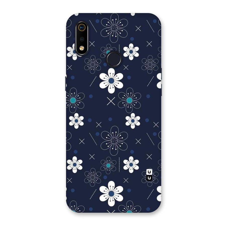 White Floral Shapes Back Case for Realme 3i