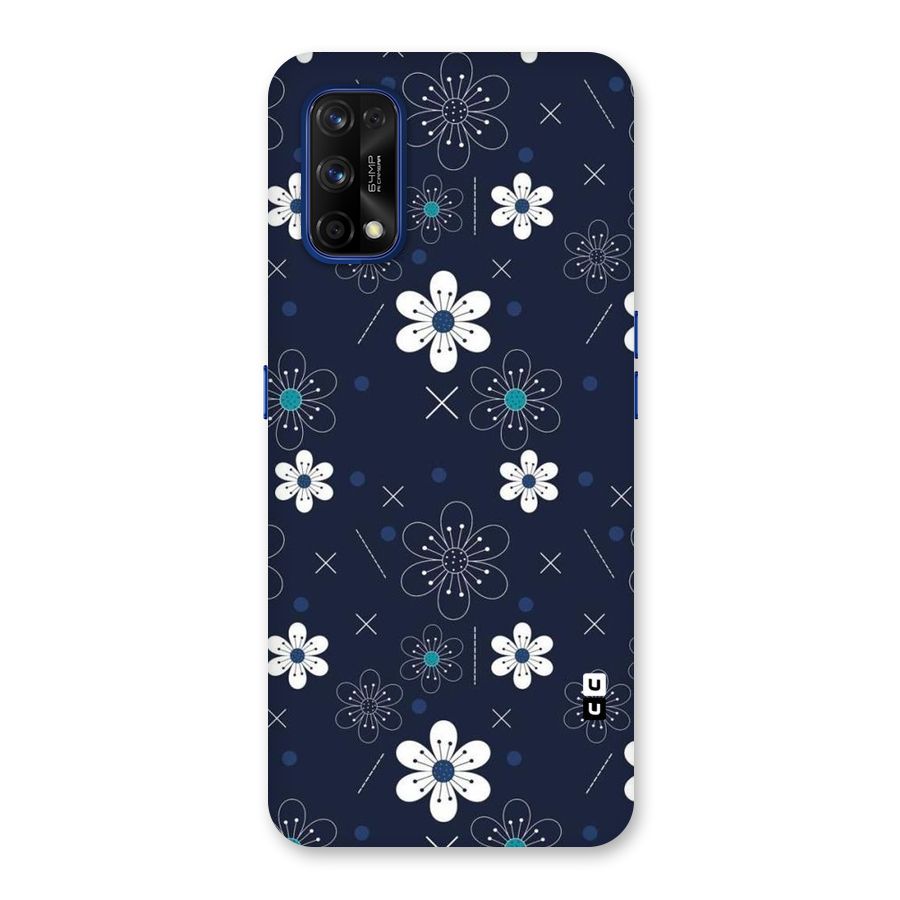 White Floral Shapes Back Case for Realme 7 Pro
