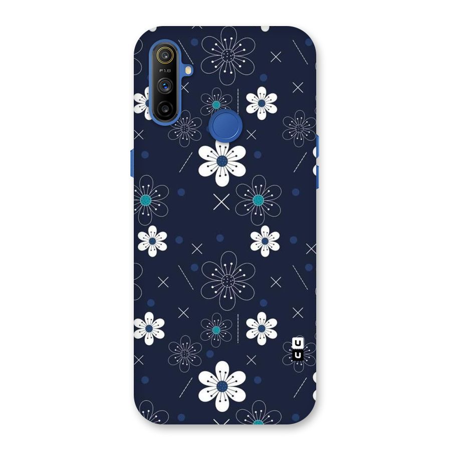 White Floral Shapes Back Case for Realme Narzo 10A