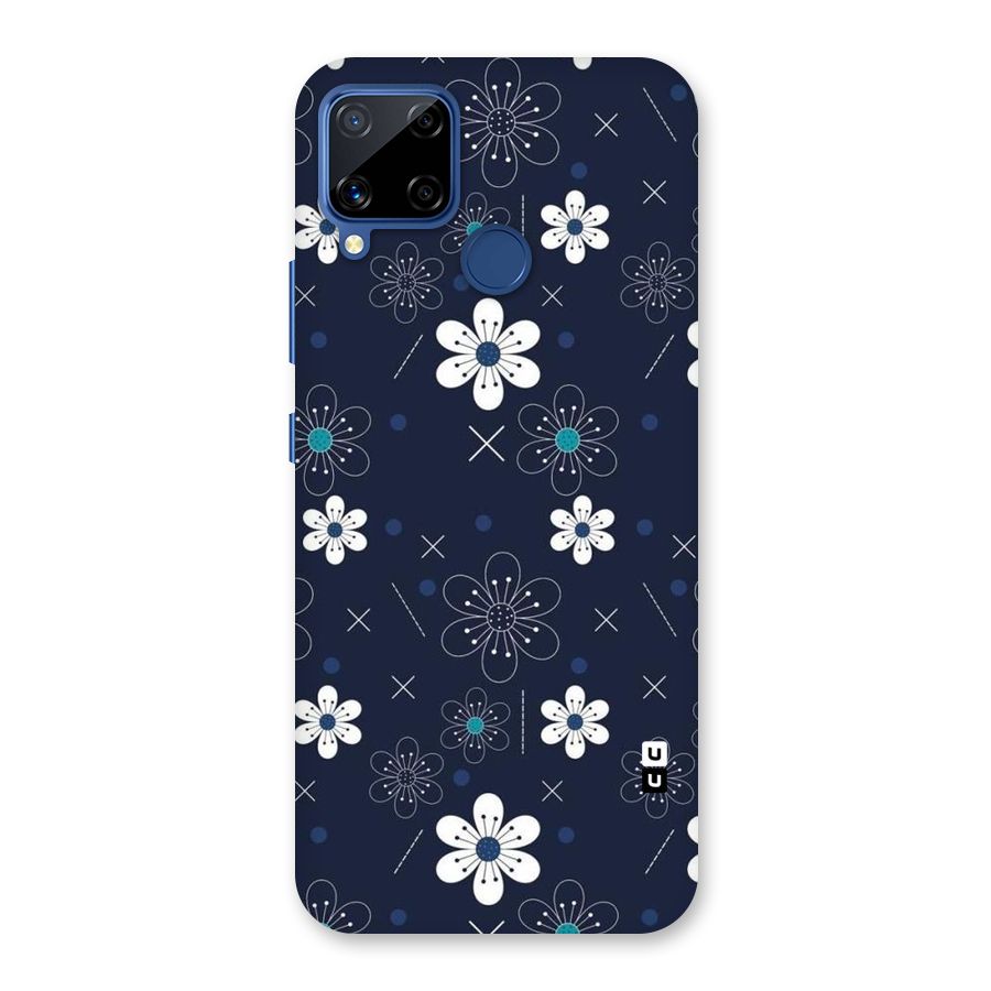 White Floral Shapes Back Case for Realme Narzo 30A