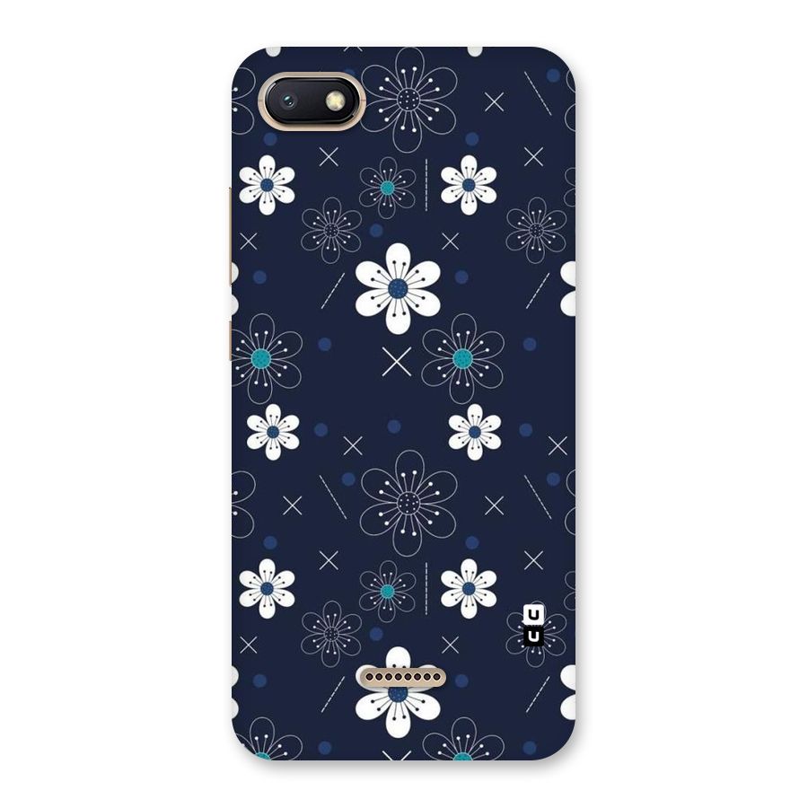 White Floral Shapes Back Case for Redmi 6A