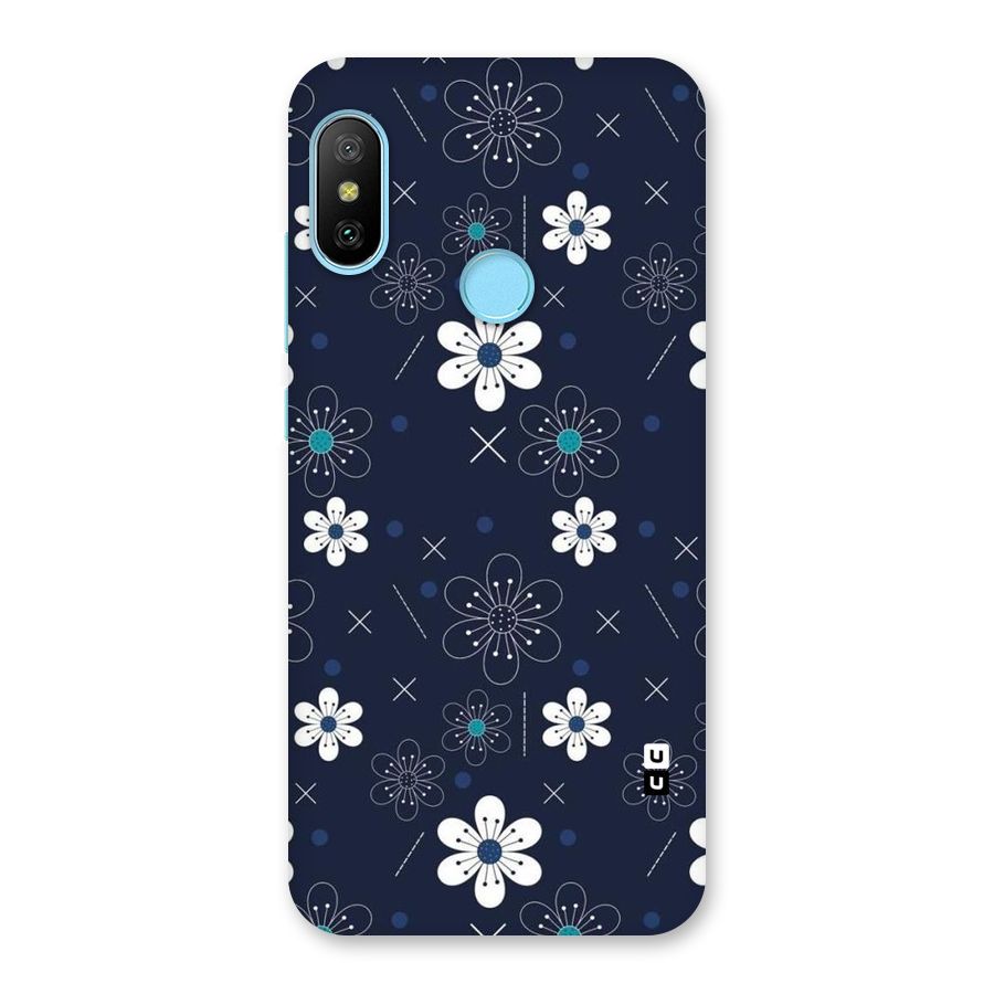 White Floral Shapes Back Case for Redmi 6 Pro
