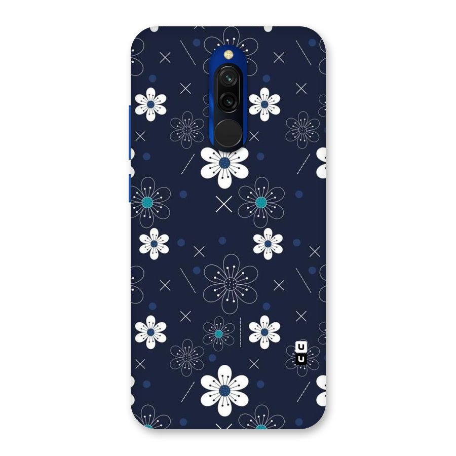 White Floral Shapes Back Case for Redmi 8