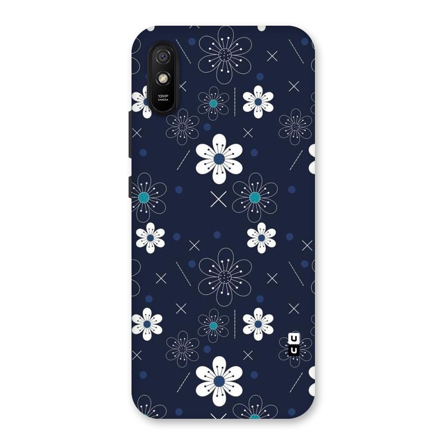 White Floral Shapes Back Case for Redmi 9A