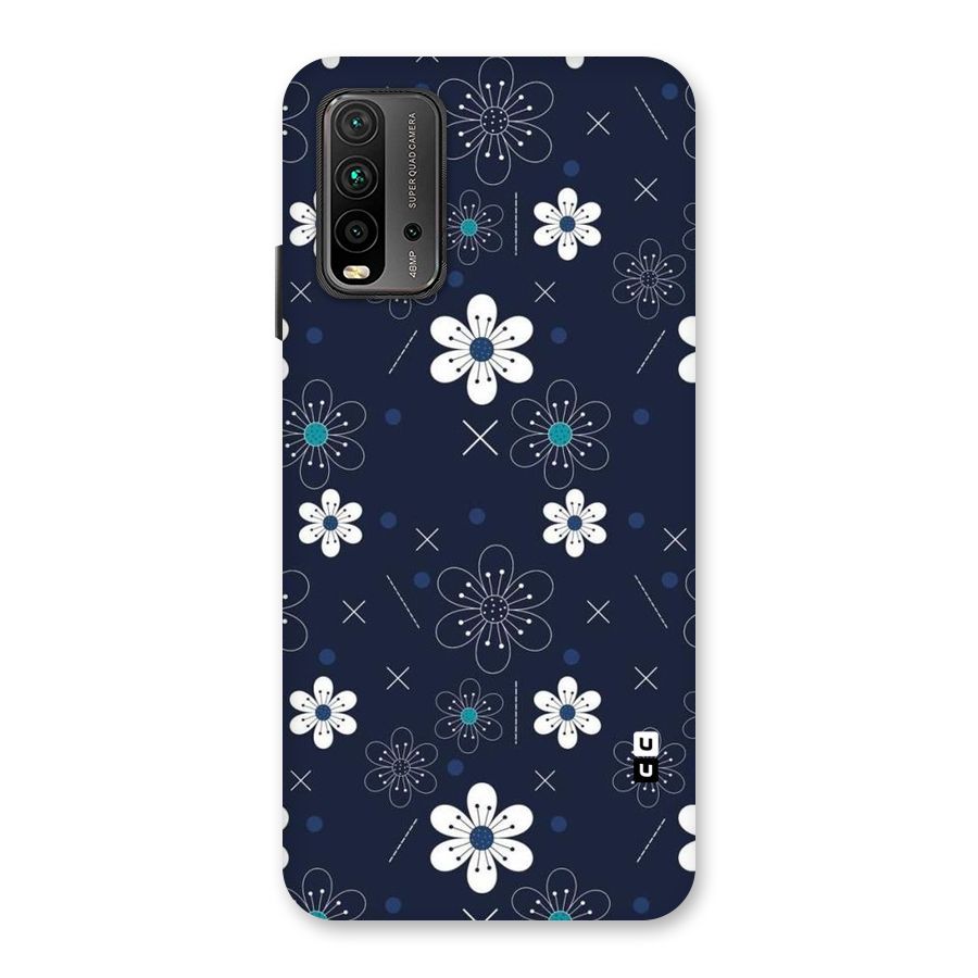 White Floral Shapes Back Case for Redmi 9 Power