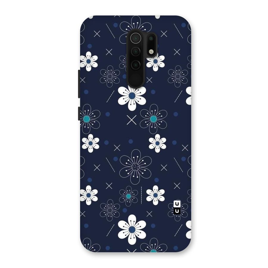 White Floral Shapes Back Case for Redmi 9 Prime
