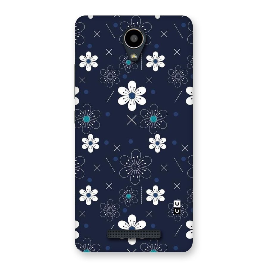 White Floral Shapes Back Case for Redmi Note 2