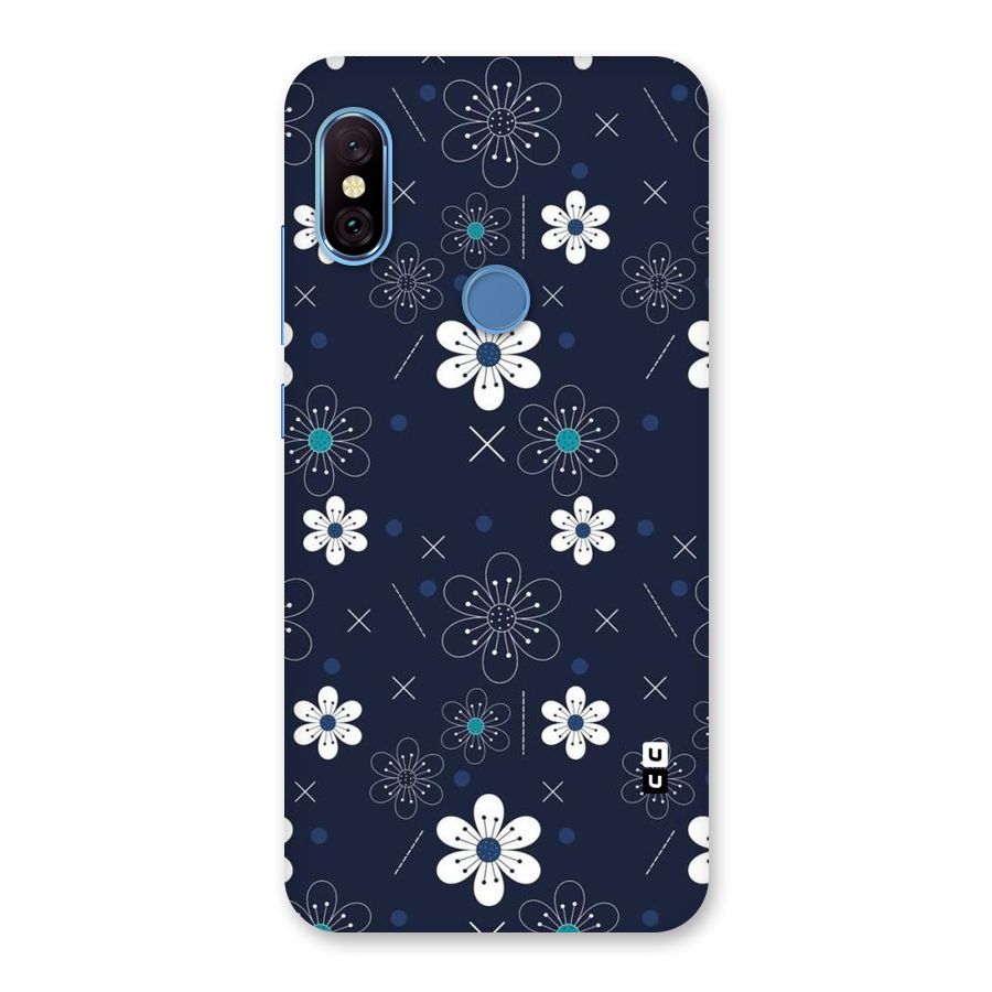 White Floral Shapes Back Case for Redmi Note 6 Pro