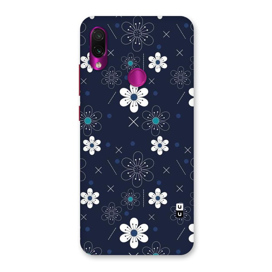 White Floral Shapes Back Case for Redmi Note 7 Pro