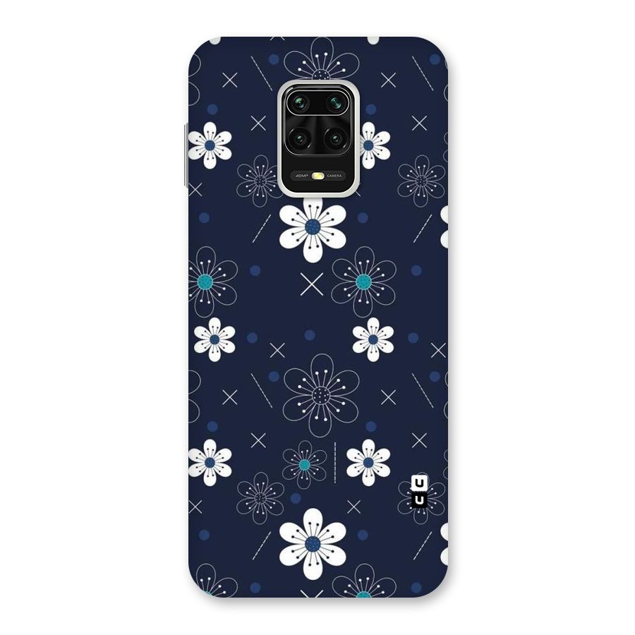 White Floral Shapes Back Case for Redmi Note 9 Pro