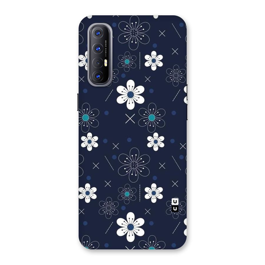 White Floral Shapes Back Case for Reno3 Pro