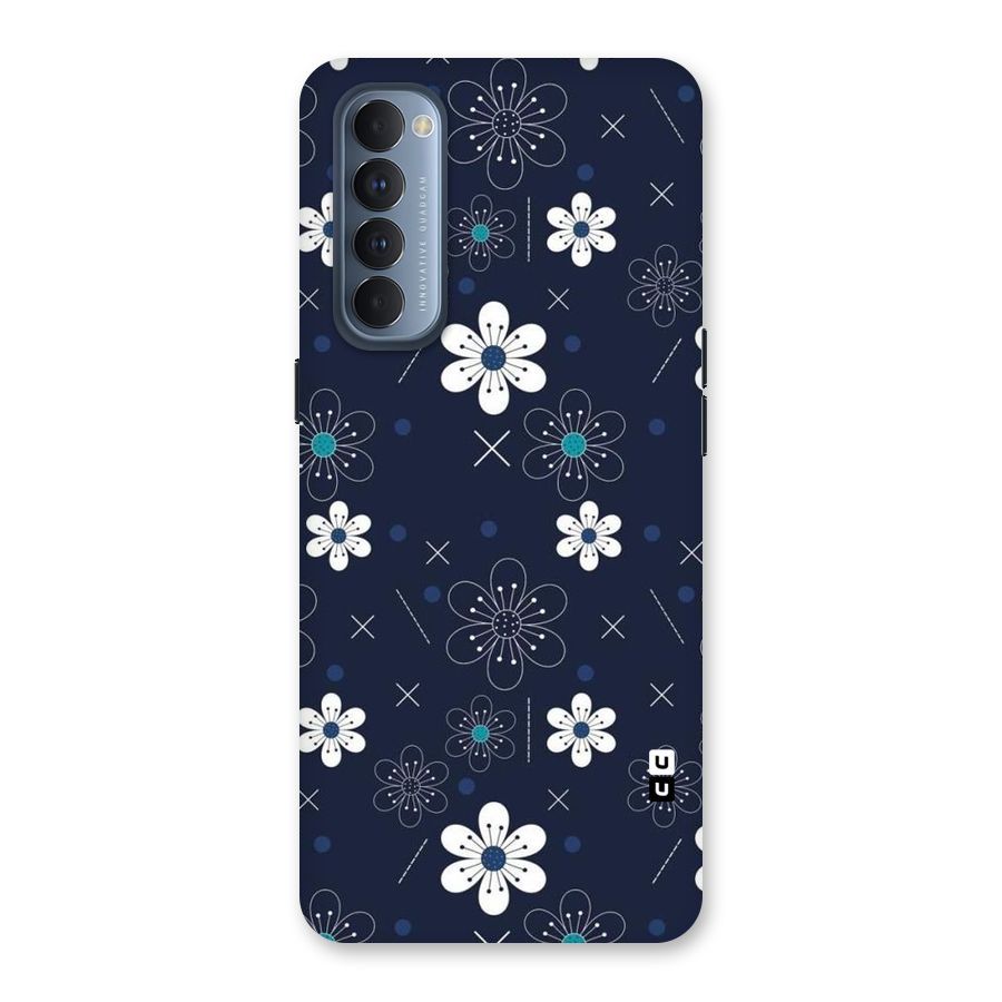 White Floral Shapes Back Case for Reno4 Pro