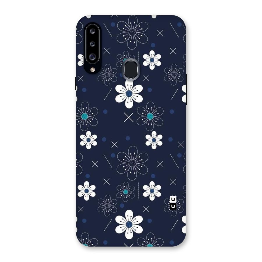 White Floral Shapes Back Case for Samsung Galaxy A20s