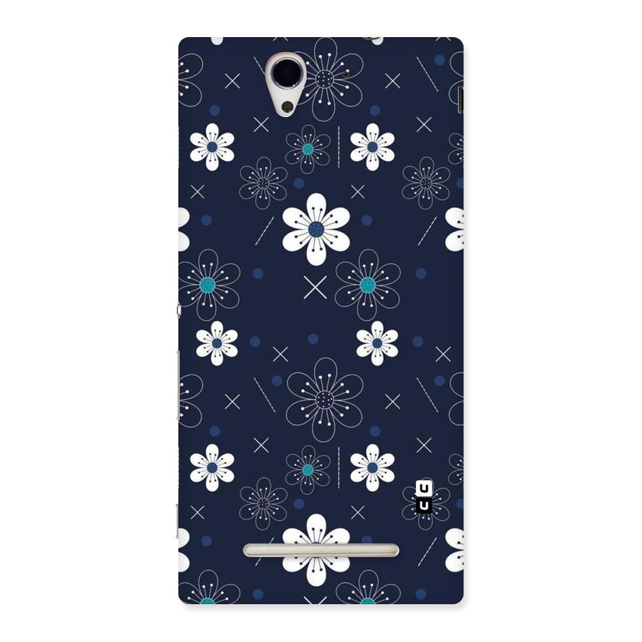 White Floral Shapes Back Case for Sony Xperia C3