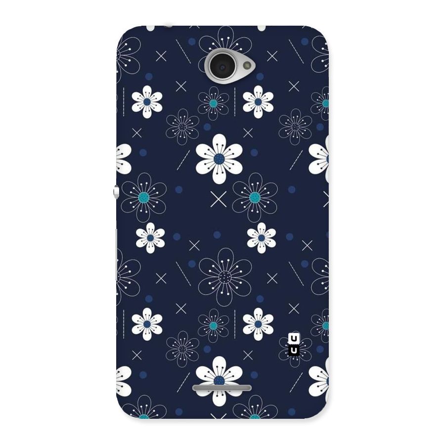 White Floral Shapes Back Case for Sony Xperia E4