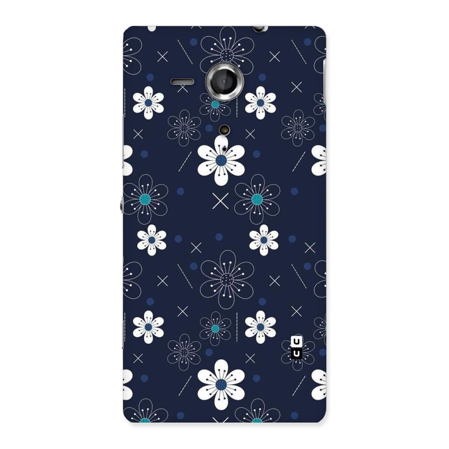 White Floral Shapes Back Case for Sony Xperia SP