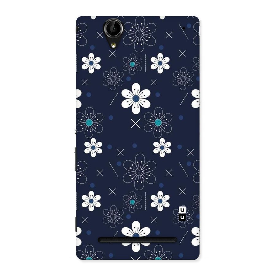 White Floral Shapes Back Case for Sony Xperia T2