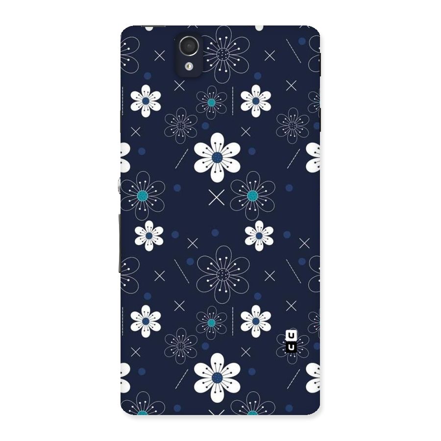 White Floral Shapes Back Case for Sony Xperia Z