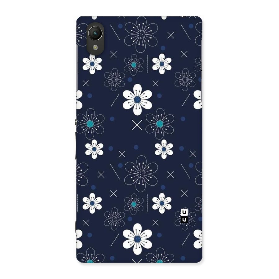 White Floral Shapes Back Case for Sony Xperia Z1