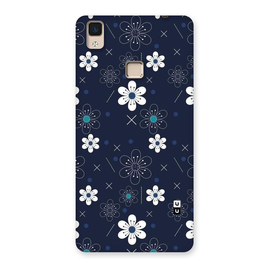 White Floral Shapes Back Case for V3 Max