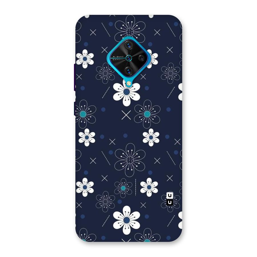 White Floral Shapes Back Case for Vivo S1 Pro