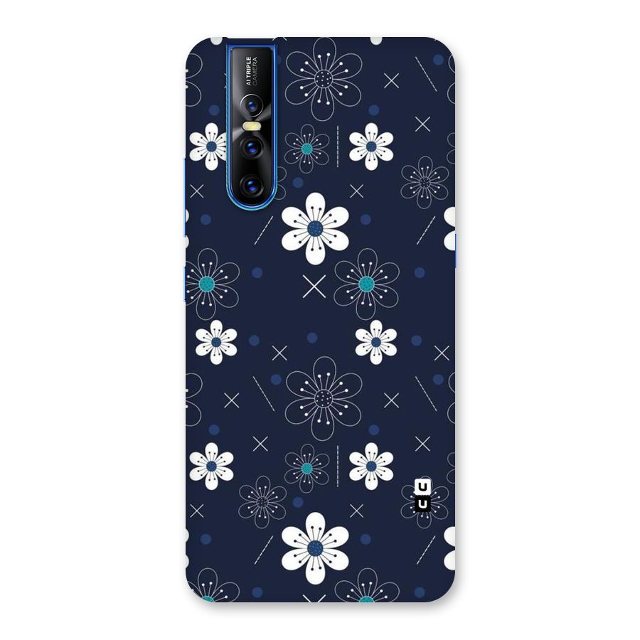 White Floral Shapes Back Case for Vivo V15 Pro