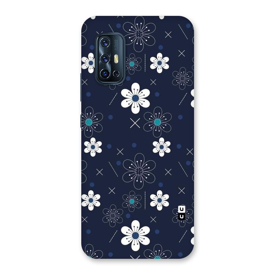 White Floral Shapes Back Case for Vivo V17