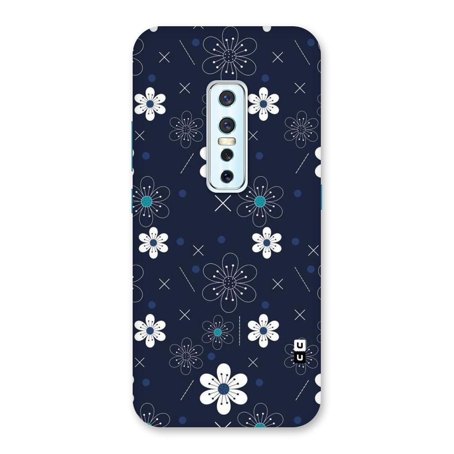 White Floral Shapes Back Case for Vivo V17 Pro