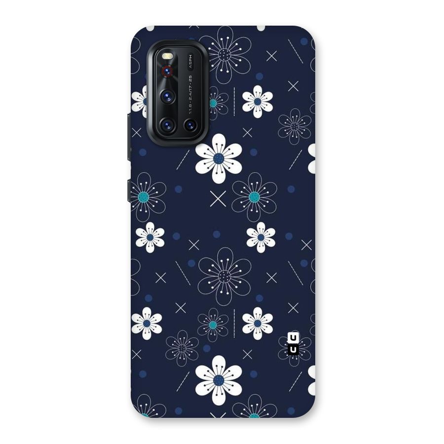 White Floral Shapes Back Case for Vivo V19