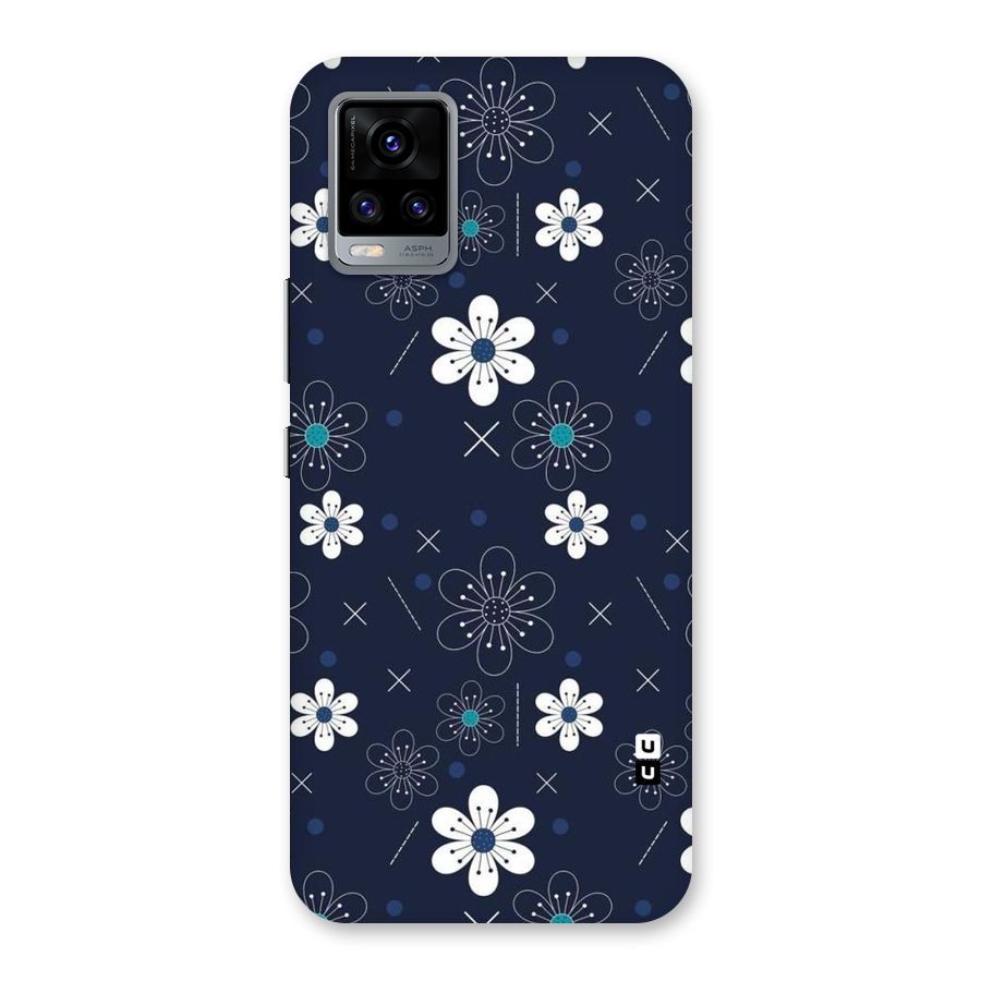 White Floral Shapes Back Case for Vivo V20