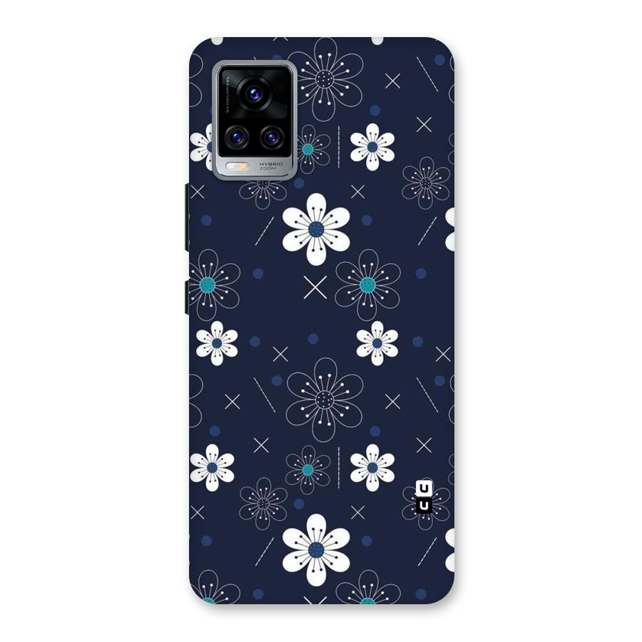 White Floral Shapes Back Case for Vivo V20 Pro