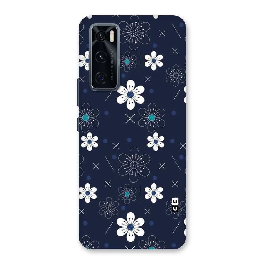 White Floral Shapes Back Case for Vivo V20 SE