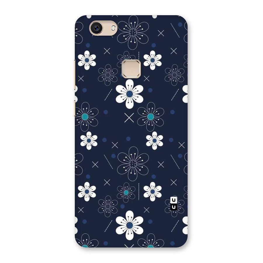 White Floral Shapes Back Case for Vivo V7
