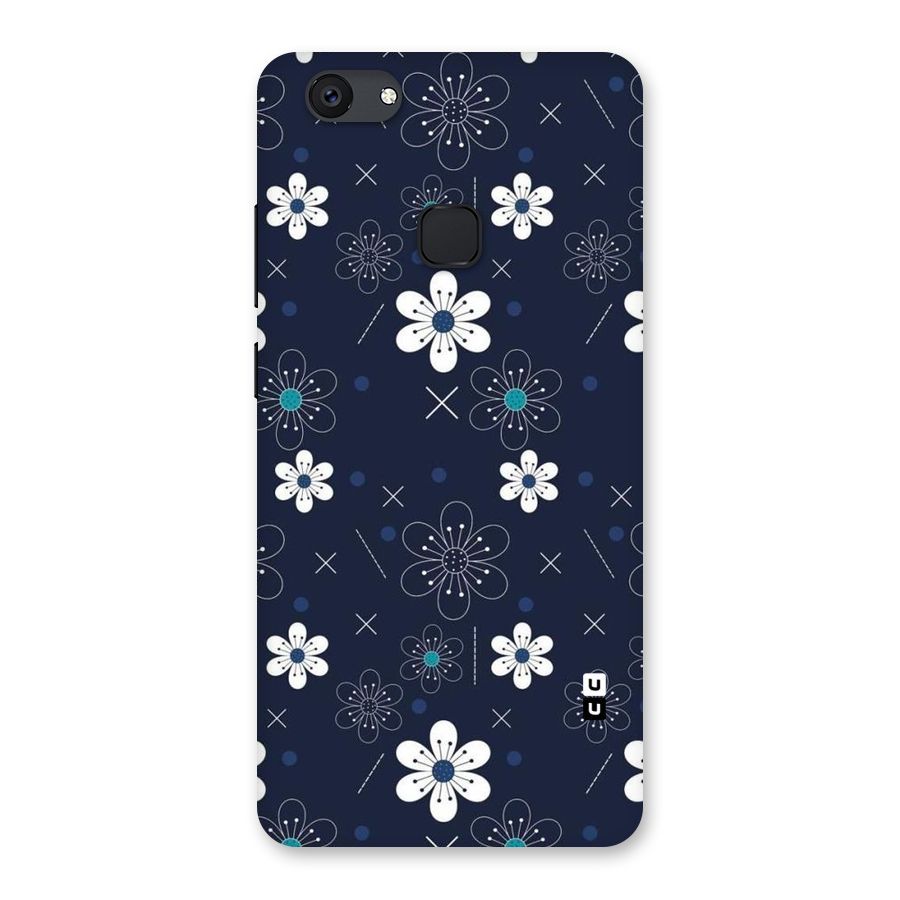 White Floral Shapes Back Case for Vivo V7 Plus