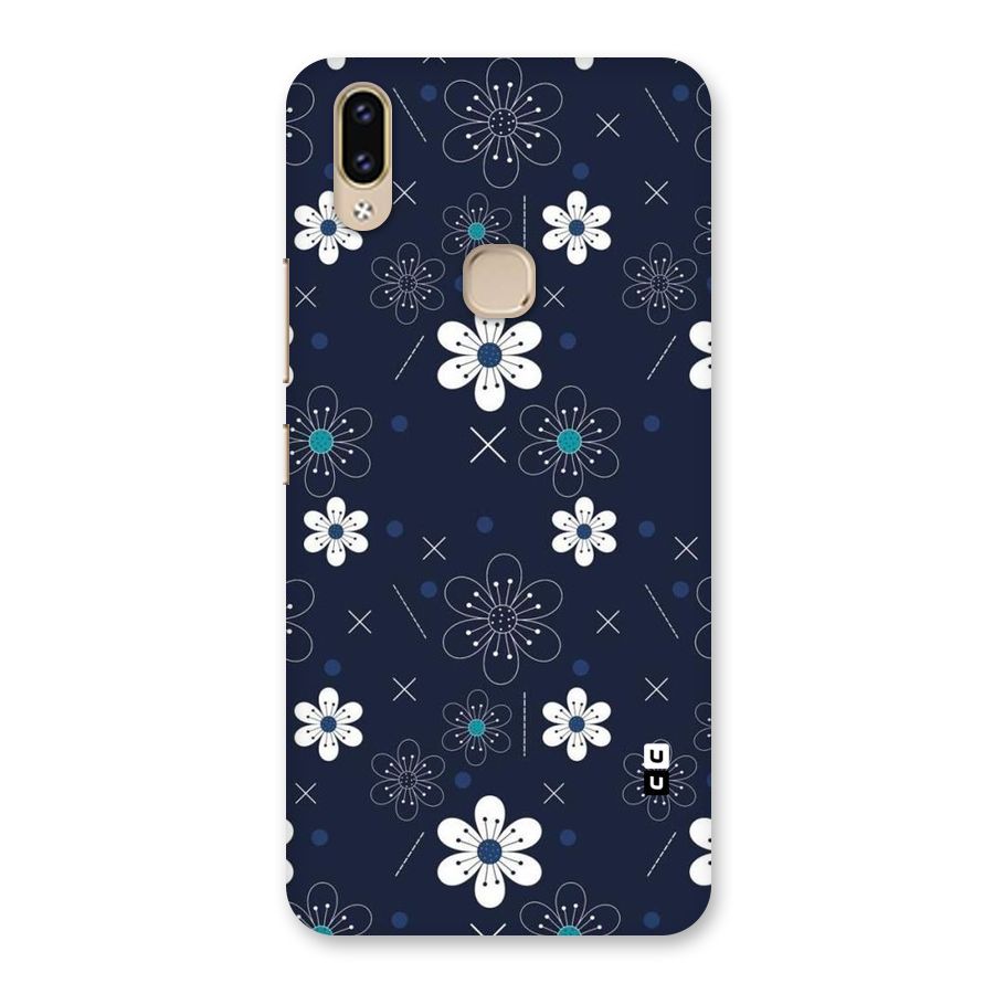 White Floral Shapes Back Case for Vivo V9 Youth