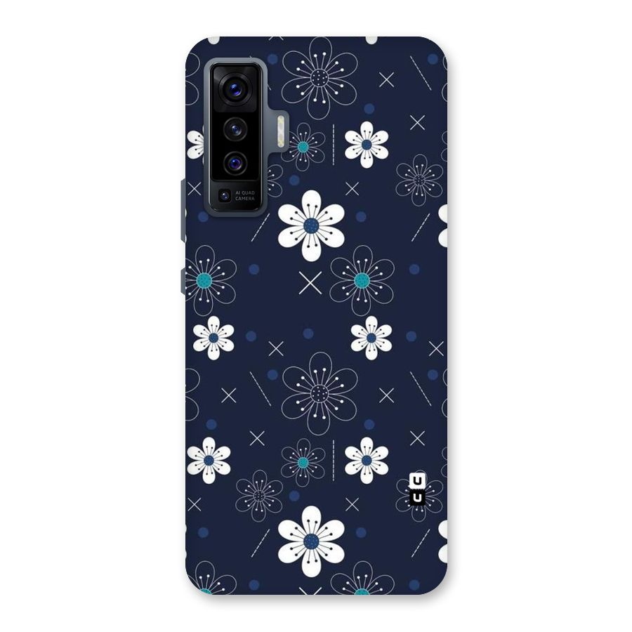 White Floral Shapes Back Case for Vivo X50