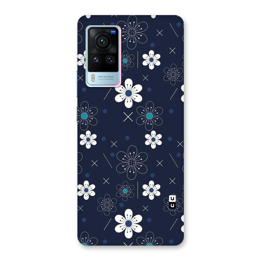 White Floral Shapes Back Case for Vivo X60 Pro