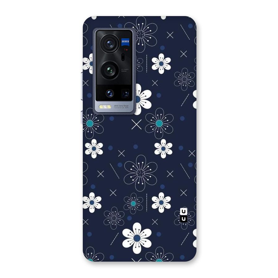 White Floral Shapes Back Case for Vivo X60 Pro Plus