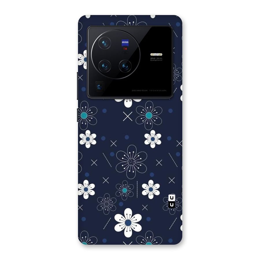 White Floral Shapes Back Case for Vivo X80 Pro