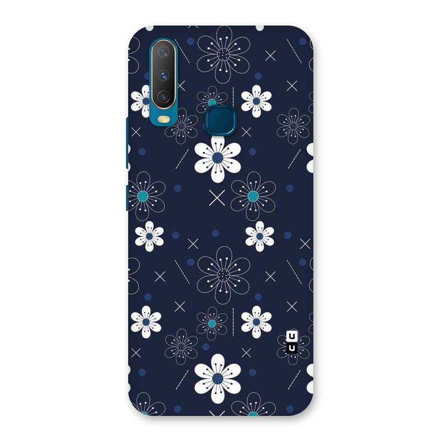 White Floral Shapes Back Case for Vivo Y12