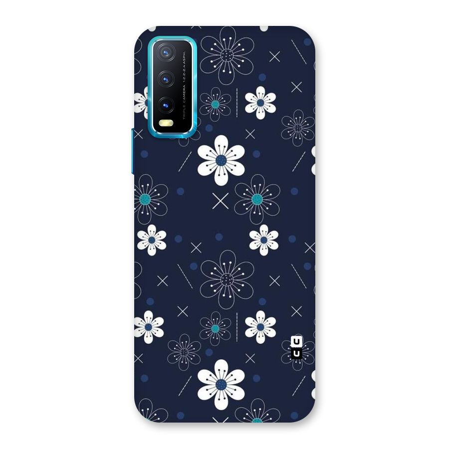White Floral Shapes Back Case for Vivo Y20A